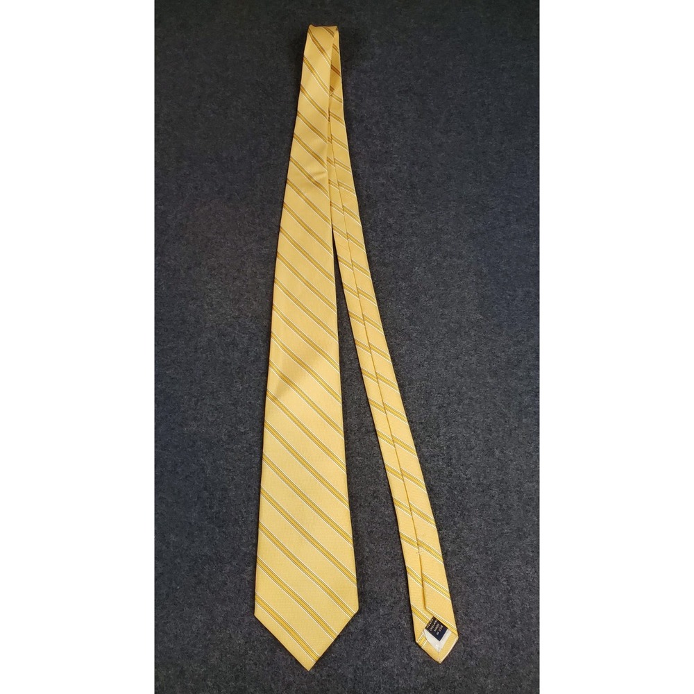 Vintage Brooks Brothers Silk Repp Tie Gold Striped Made In USA Stain Resistant